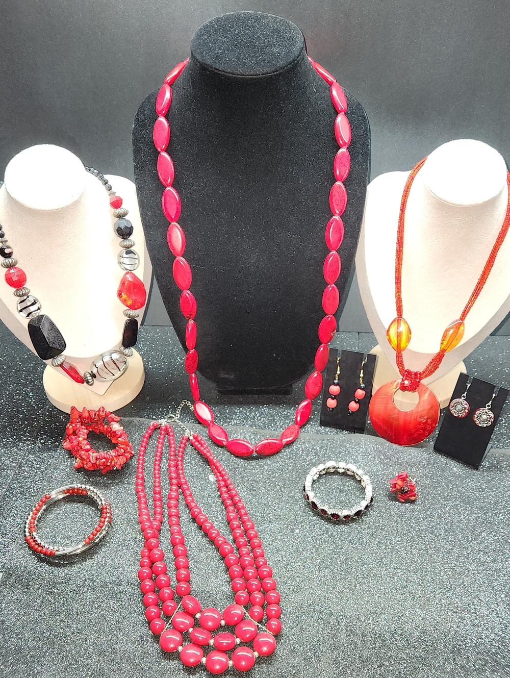 Red Beaded Statement Bundle